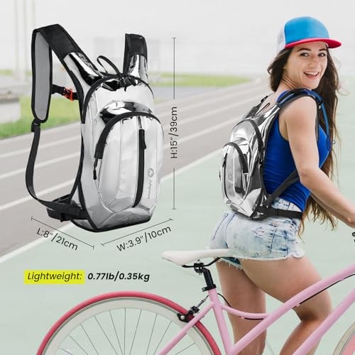 Nepest Rave Hydration Pack Backpack with 2L Water Bladder, Silver-3