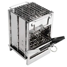 REDCAMP Compact Portable Stainless Steel Camping Wood Stove with Storage Bag, Small