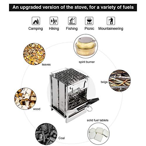 REDCAMP Compact Portable Stainless Steel Camping Wood Stove with Storage Bag, Small-5