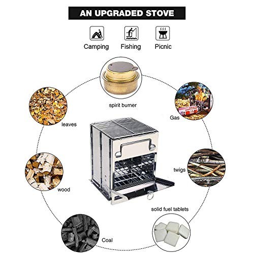 REDCAMP Large Stainless Steel Wood Burning Camping Stove-4