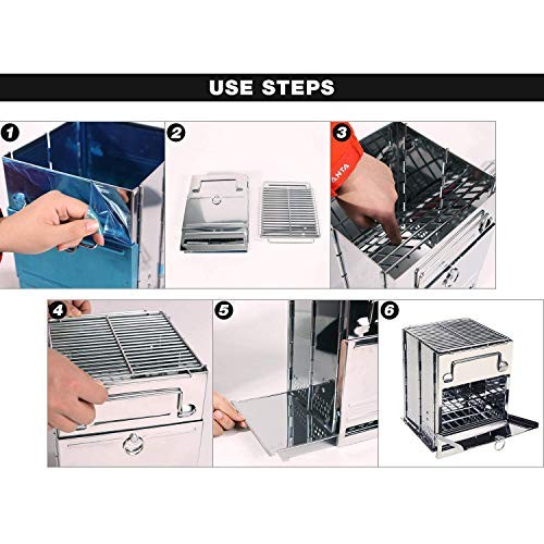 REDCAMP Large Stainless Steel Wood Burning Camping Stove-6