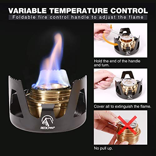 REDCAMP Mini Spirit Burner Brass Alcohol Stove, Black-3