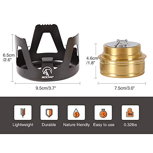 REDCAMP Mini Spirit Burner Brass Alcohol Stove, Black-4