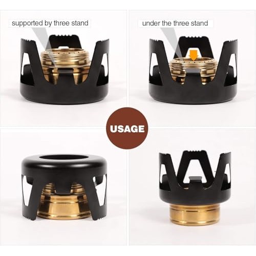 REDCAMP Mini Spirit Burner Brass Alcohol Stove, Black-5