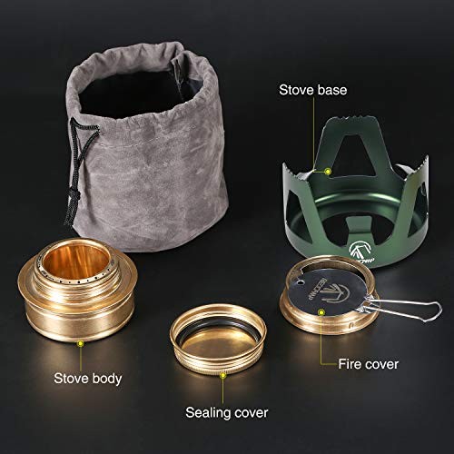 REDCAMP Mini Spirit Burner Brass Alcohol Stove, Green-1