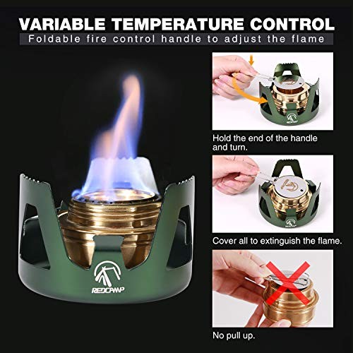 REDCAMP Mini Spirit Burner Brass Alcohol Stove, Green-3