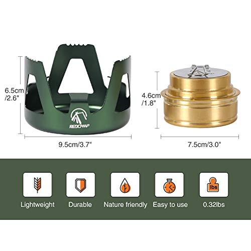 REDCAMP Mini Spirit Burner Brass Alcohol Stove, Green-4