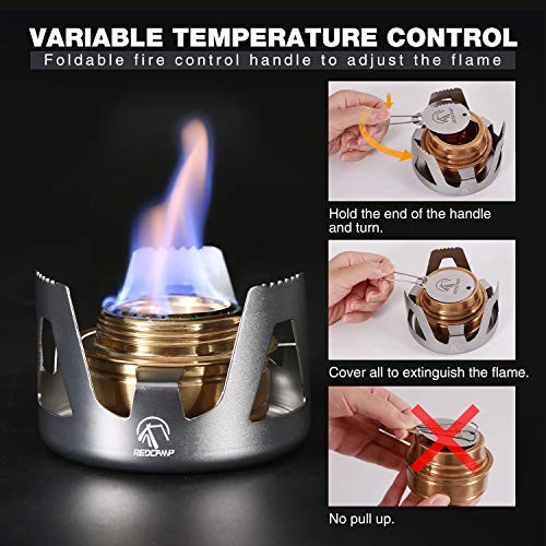 REDCAMP Mini Spirit Burner Brass Alcohol Stove, Silver-3