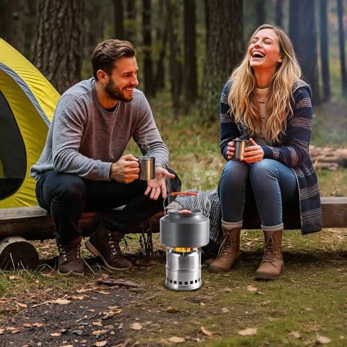 REDCAMP Stainless Steel Wood Burning Camping Stove with Grill, Mesh Bag, Silver-circle-6