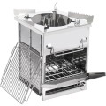 REDCAMP Large Folding Wood Burning Camping Stove with Pot Stand, Stainless Steel