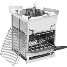 REDCAMP Large Folding Wood Burning Camping Stove with Pot Stand, Stainless Steel