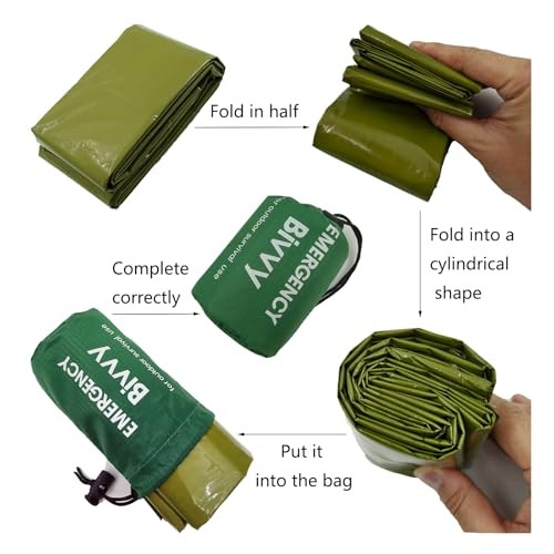 RLXMARTD Green Emergency Sleeping Bag and Survival Bracelet Set-1