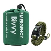 RLXMARTD Green Emergency Sleeping Bag and Survival Bracelet Set
