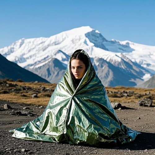 RLXMARTD Green Emergency Sleeping Bag and Survival Bracelet Set-6