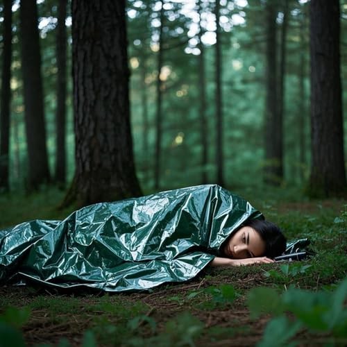 RLXMARTD Green Emergency Sleeping Bag and Survival Bracelet Set-7