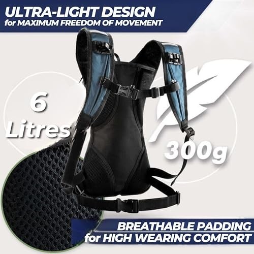 SASMO Sports Blue Hydration Backpack 6L Insulated Running Pack-2