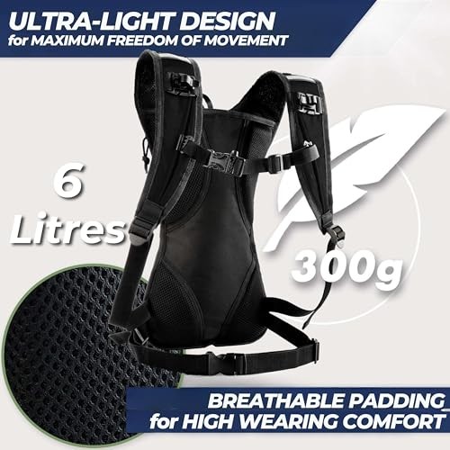 SASMO Sports Hydration Backpack 6L, Ultra-Lightweight Insulated Running Pack, Black-2