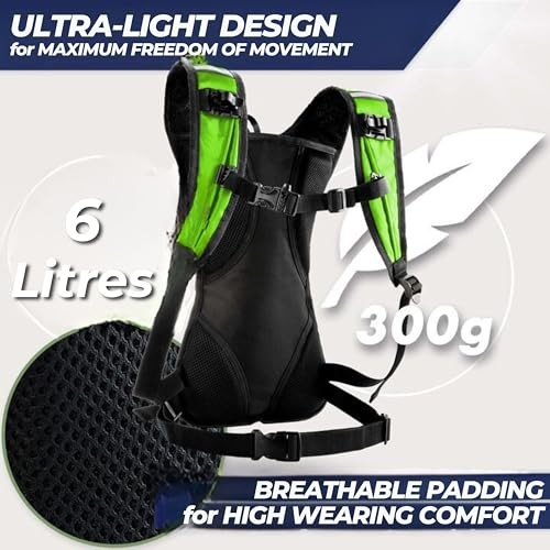 SASMO Sports Green Hydration Backpack 6L, Ultra-Lightweight Insulated Running Pack-2