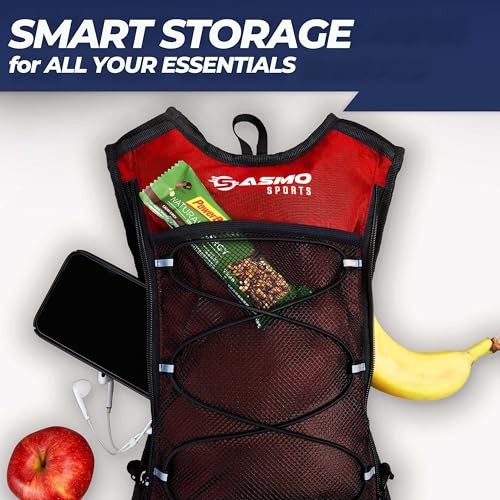 SASMO Sports Hydration Backpack 6L, ultra-lightweight insulated running pack, Red-4