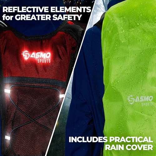 SASMO Sports Hydration Backpack 6L, ultra-lightweight insulated running pack, Red-5