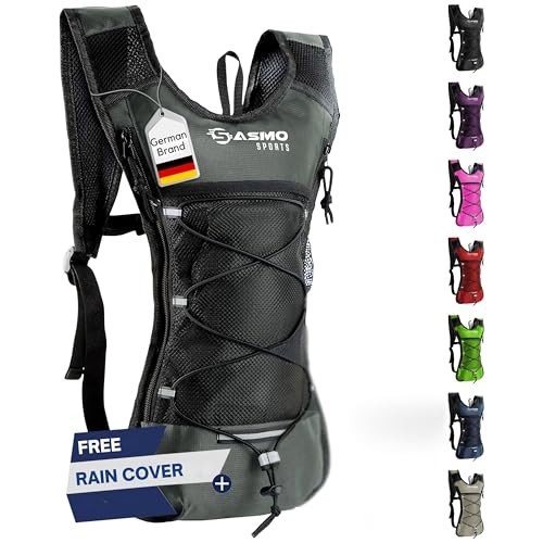 SASMO Sports Hydration Backpack 6L, Grey, Ultra-Lightweight Insulated Running Pack for Hiking, Cycling, Trail Running & Camping