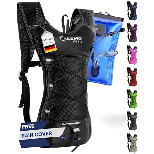 SASMO Sports Hydration Backpack 6L with 2L BPA-Free Water Bladder, Black