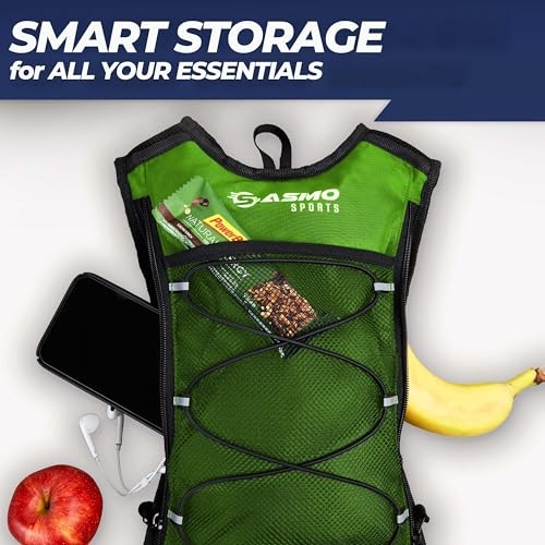 SASMO Sports Hydration Backpack 6L with 2L BPA-Free Water Bladder, Green-4