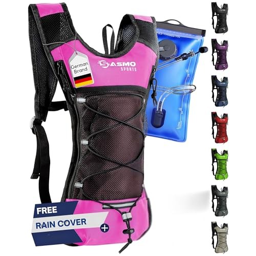 SASMO Sports Hydration Backpack 6L with 2L BPA-Free Water Bladder, Pink