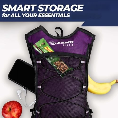 SASMO Sports Hydration Backpack 6L with 2L BPA-Free Water Bladder, Berry-4