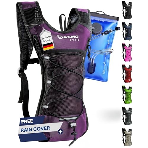 SASMO Sports Hydration Backpack 6L with 2L BPA-Free Water Bladder, Berry