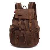 Gunolye Vintage Canvas and Leather Rucksack Backpack, Coffe