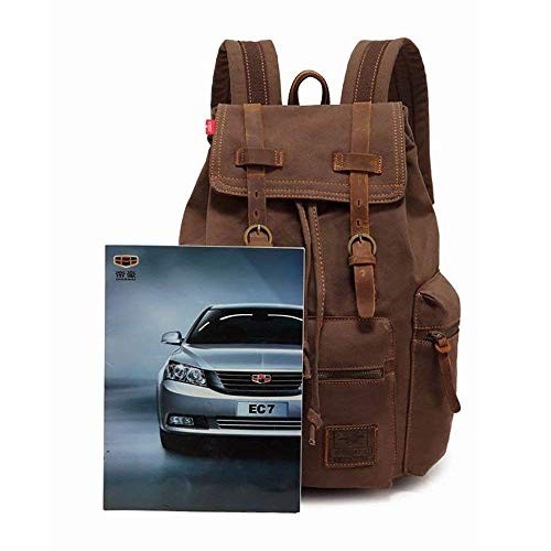 Gunolye Vintage Canvas and Leather Rucksack Backpack, Coffe-6