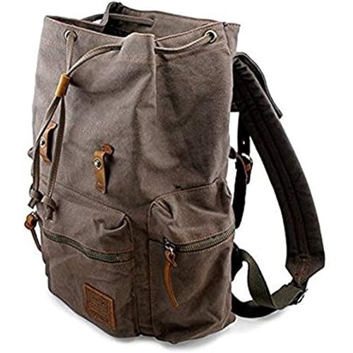 Gunolye Vintage Canvas Rucksack Backpack, Light Green-4