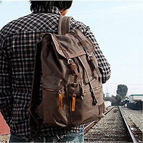 Gunolye Vintage Canvas Rucksack Backpack, Light Green-5