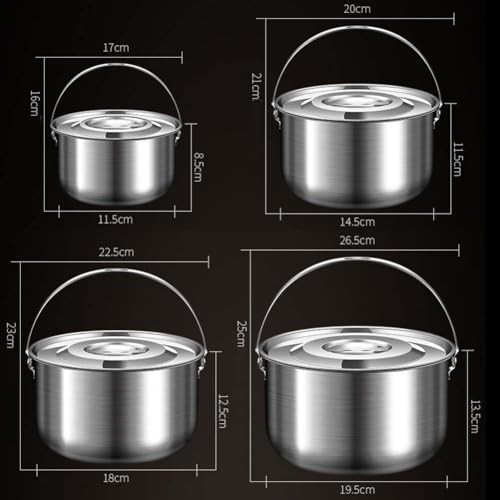 ZUZZEE Stainless Steel Camping Pot with Lid and Handle, 1.4L-1