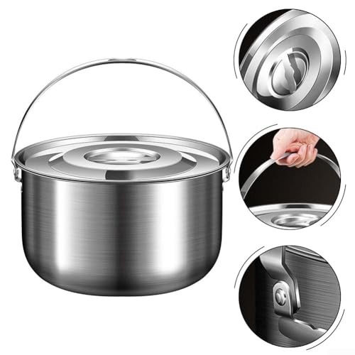ZUZZEE Stainless Steel Camping Pot with Lid and Handle, 1.4L-2