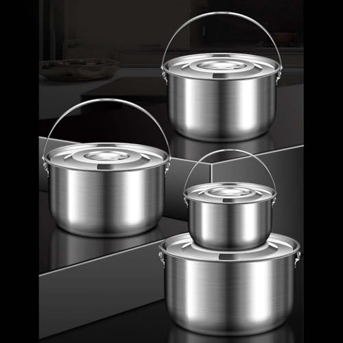 ZUZZEE Stainless Steel Camping Pot with Lid and Handle, 1.4L-6