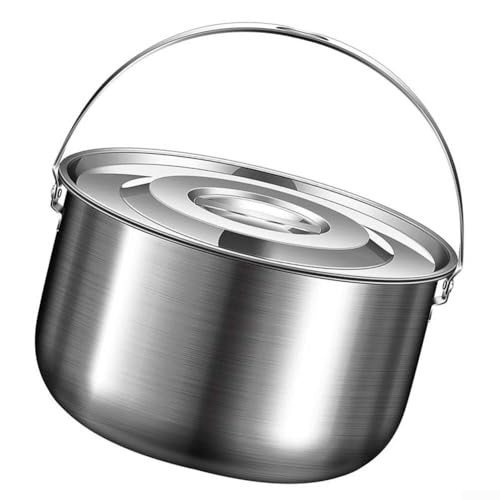 ZUZZEE Stainless Steel Camping Pot with Lid and Handle, 2.4L-2