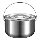 ZUZZEE Stainless Steel Camping Pot with Lid and Handle, 4L