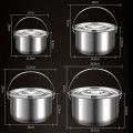 ZUZZEE Stainless Steel Camping Pot with Lid and Handle, 6L