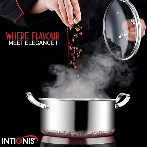 INTIGNIS Family Set Stainless Steel Cookware Pan Set, Non-Stick GREBLON Ceramic, Removable Stay-Cool Handle-6