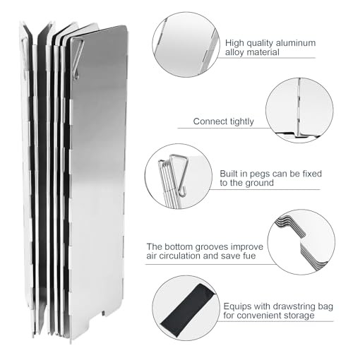 YWKJDDM 12-Plate Folding Stove Windscreen with Drawstring Bag-2