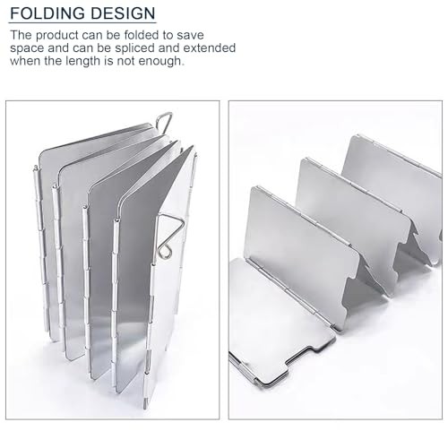 YWKJDDM 12-Plate Folding Stove Windscreen with Drawstring Bag-4