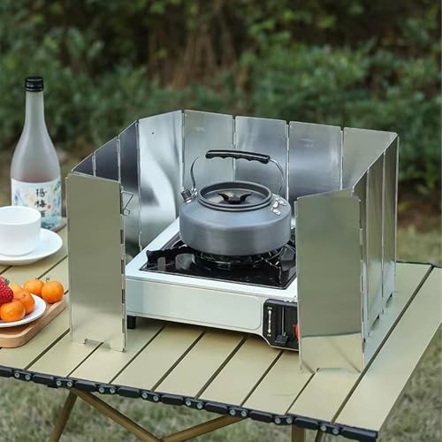 YWKJDDM 12-Plate Folding Stove Windscreen with Drawstring Bag-5