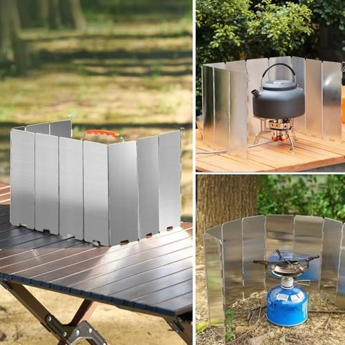 YWKJDDM 12-Plate Folding Stove Windscreen with Drawstring Bag-6