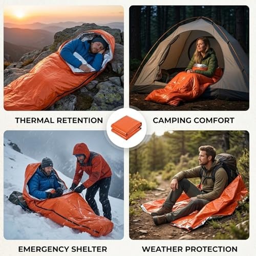 KSVFTB Emergency Bivvy Bag and Shelter with Storage Pouch and Whistle-6
