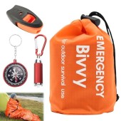 LINXINS Emergency Bivvy Bag Set with Compass, Whistle and Flashlight Carabiner