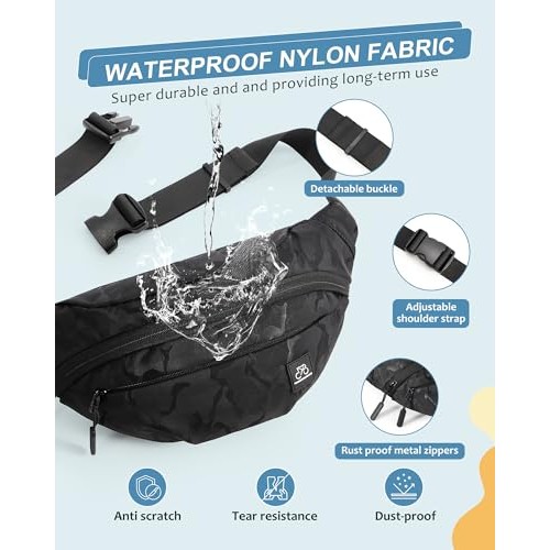 SZSYCN Crossbody Sling Bag, E1-camouflage Black, Waterproof Waist Bag with D Ring-3