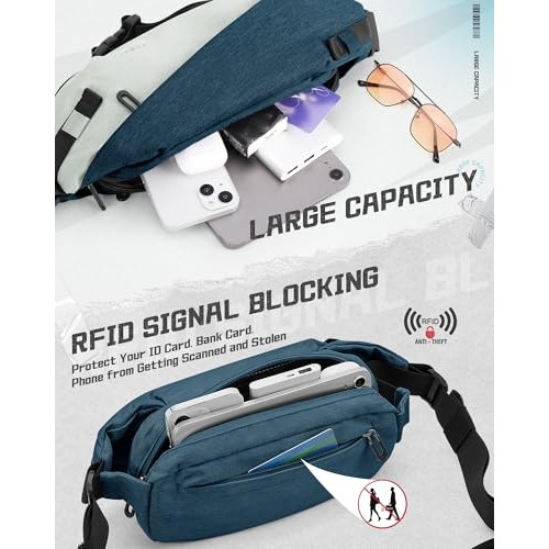 SZSYCN Crossbody Sling Bag for Women, Waterproof Waist Bag with D Ring, D2-black Grey-4