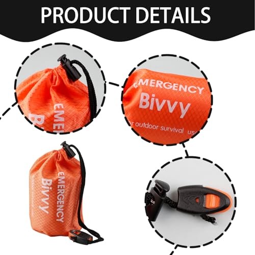 Tabanzhe Emergency Survival Sleeping Bag with Whistle, Orange-2